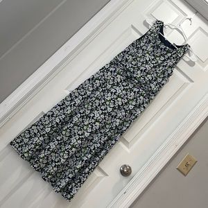Christopher & Banks Green and Blue Floral Midi Dress